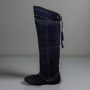 Vintage STEAMPUNK Suede Studded Over Knee Boots